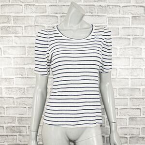 CLAUDIE PIERLOT Women's Puff Short Sleeve tee Striped Linen blend sz 1